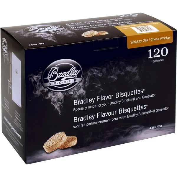 Bradley Whiskey Eiche Bisquetten, 120 Stück, Räucherholz